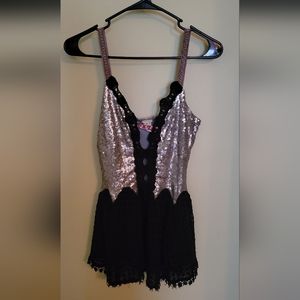 Embellished sequin tank top